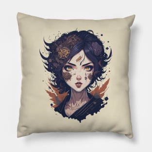 Gearing up for Magic: A Steampunk Anime Face Design Pillow