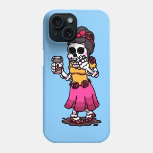 Skeleton Woman Trying To Drink Coffee Phone Case