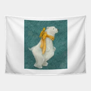 Polar Bear Yellow Ribbon Gift Watercolor Tapestry