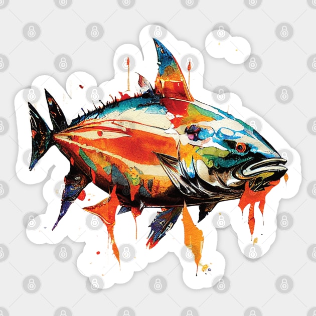 Ink splash art of a bluefin tuna. - Degryps - Sticker