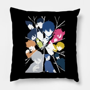 Blue lock all main characters in minimalist and aesthetic vector art design Pillow