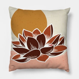 Minimalist Terracota Lotus Flower Pillow