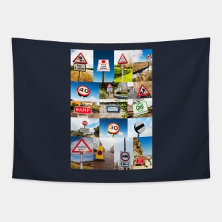 UK Road Signs Montage Tapestry