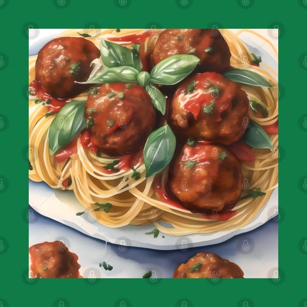 National Spaghetti Day - January 4 - Watercolor by Oldetimemercan