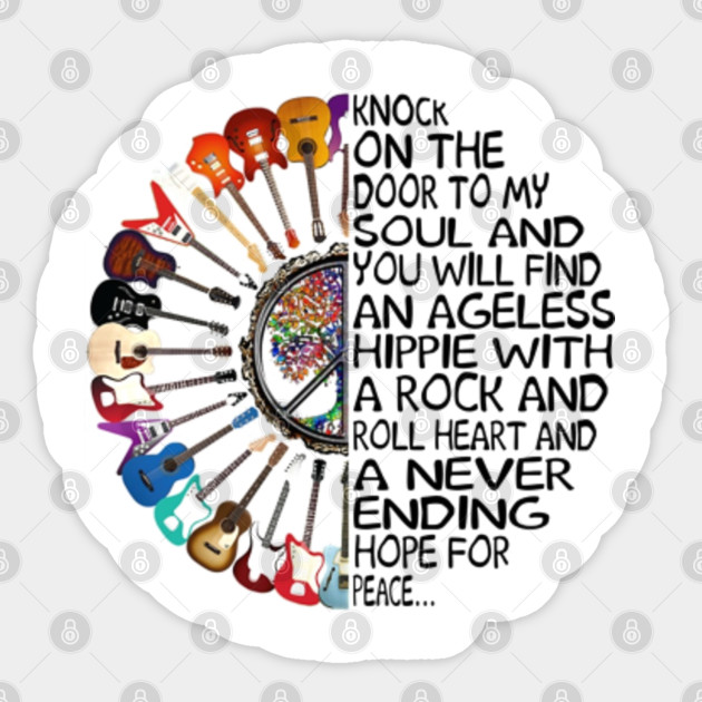 Knock On The Door To My Soul Hippie Guitar Guitar Sticker Teepublic Uk