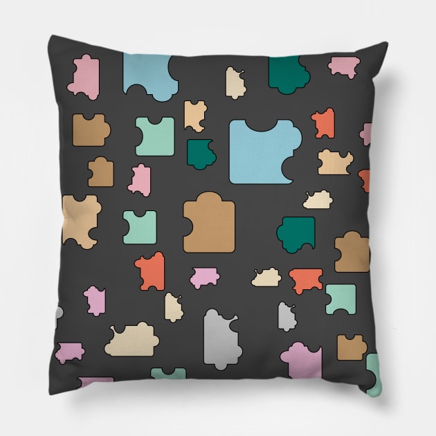 colorful puzzle pieces seamless pattern Pillow by maricetak