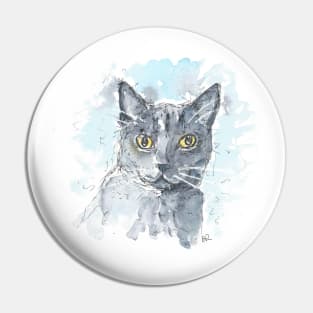 Russian Blue cat painting Pin