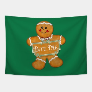 Bite Me Gingerbread Man Tapestry