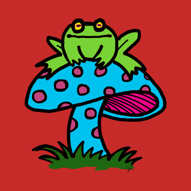 frog on a mushroom by wolfmanjaq