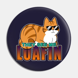 They See Me Loafin' - Orange n White Cat Pin