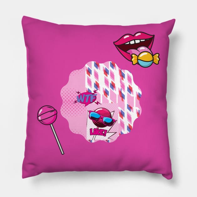 WTF I LIKE Candies Pillow by O.M design