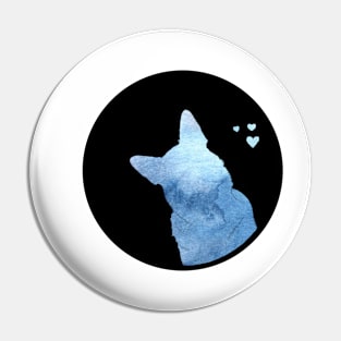 German Shepherd Love - Ocean Blue Silhouette Pin