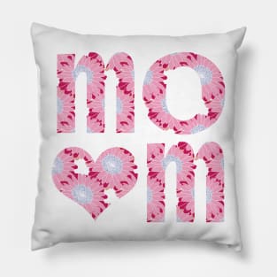 Mom Heart Floral Art Typography Pillow