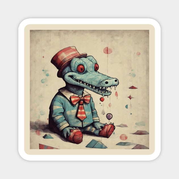 Crocodile cute retro Magnet by nonagobich