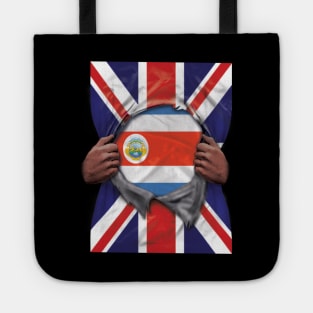 Costa Rica Flag Great Britain Flag Ripped - Gift for Costa Rican From Costa Rica Tote