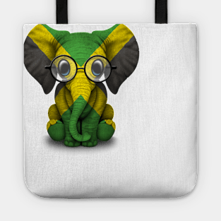 Baby Elephant with Glasses and Jamaican Flag Tote