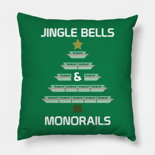 Jingle Bells and Monorails Christmas Tree Shirt Pillow