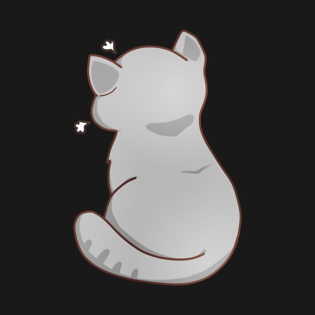 Kawaii Angry Gray Cat from the backside, Cat Lover by dukito