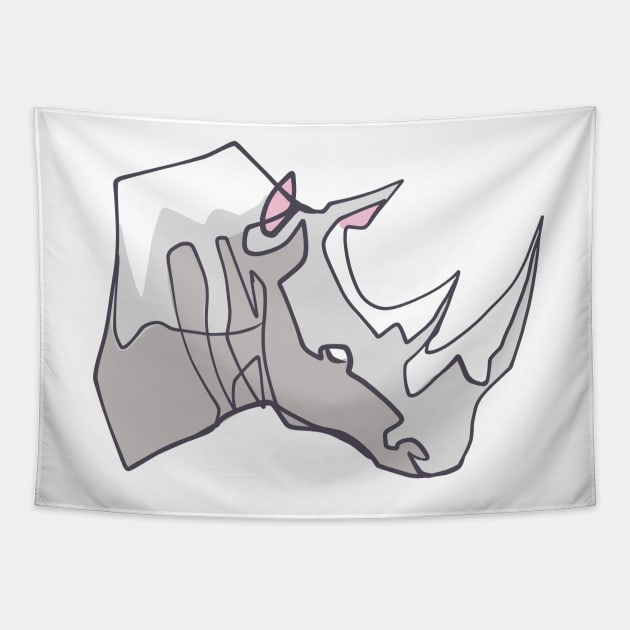 Hand drawn rhino head vector illustration Tapestry by bernardojbp