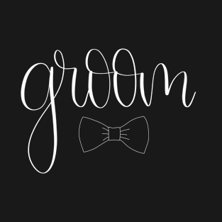 Groom with Bowtie Gift - White Script Lettering T-Shirt