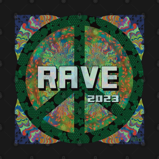 Peace sign with green flower of life - Rave 2023 by KateVanFloof