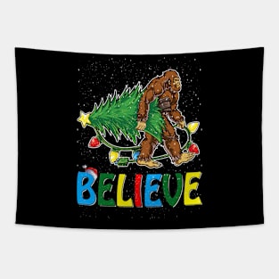 Believe Bigfoot Christmas Gifts For Men Boys Girls Funny Christmas T-Shirt ver2 Tapestry