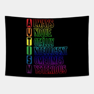 Autism Awareness T-ShirtAutism Abbreviation - Always Unique Totally Intelligent Tapestry