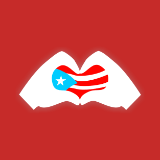 Puerto Rico Love Boricua Flag Heart Hands T-Shirt