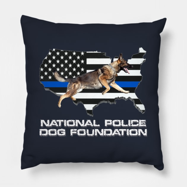 NPDF and blue stripe Pillow by National Police Dog Foundation