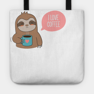 Cute Cartoon Coffee Sloth T-Shirt Tote