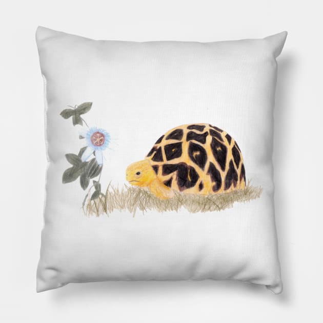 Tortoise and Passionflower Pillow by lindaursin