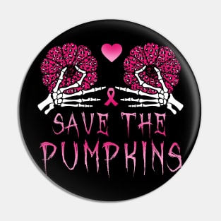 Save Your Pumpkins Leopard Breast Cancer Awareness Halloween Pin