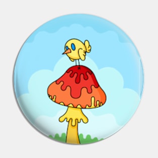 Tiny Bird On a Magical Mushroom Pin