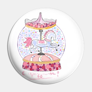 Carousel in pink color with horse Pin