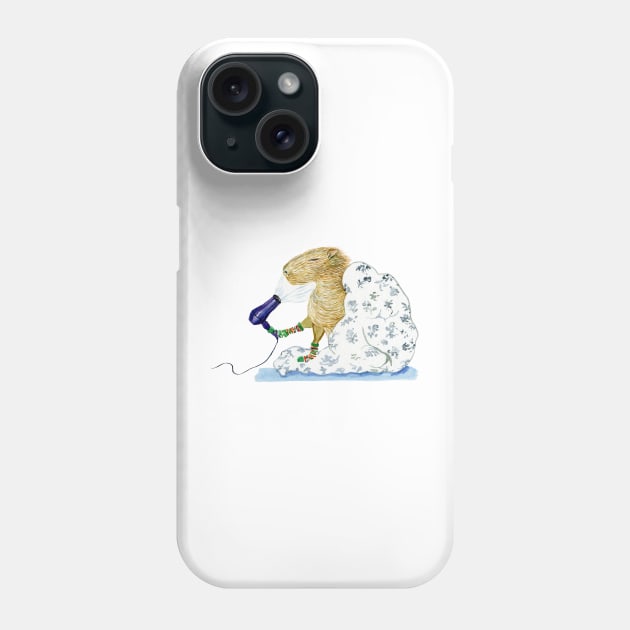 Capybara blow dryer Phone Case by argiropulo