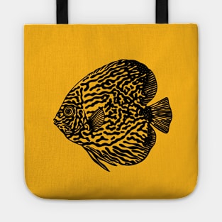 Discus Fish or Pompadour Fish - animal ink art drawing Tote