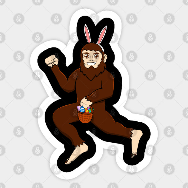 Easter Bigfoot Bunny Drawing Funny Rabbit Gift Idea Easter Sticker Teepublic