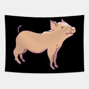 Pig stands smiling. She is the symbol of 2019 Tapestry