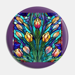 Stained Glass Tulips Pin