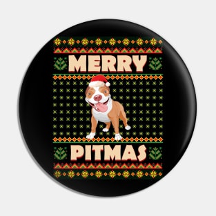 Merry Pitmas Pitbull Christmas Day Dog Lover Gift Pin