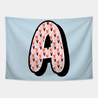 Love Pattern A Alphabet Text Design Tapestry