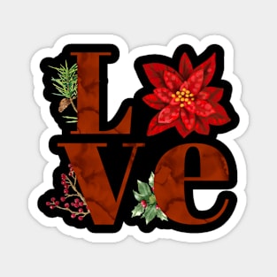 Christmas Love poinsettia Magnet