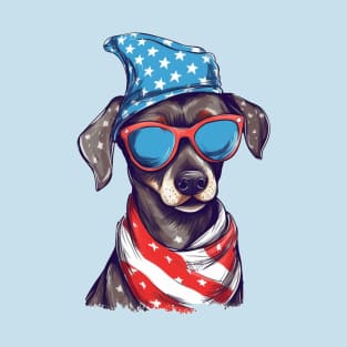 Patriotic Dog, 4th of July Design T-Shirt