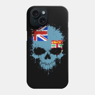 Chaotic Fiji Flag Splatter Skull Phone Case