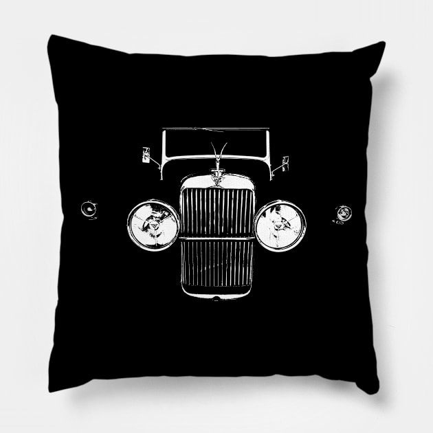 Alvis vintage 1930s classic car minimalist white Pillow by soitwouldseem
