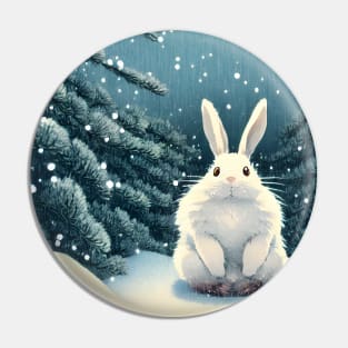 Angora Rabbit Flemish Giant Bunny in the Christmas Party Pin