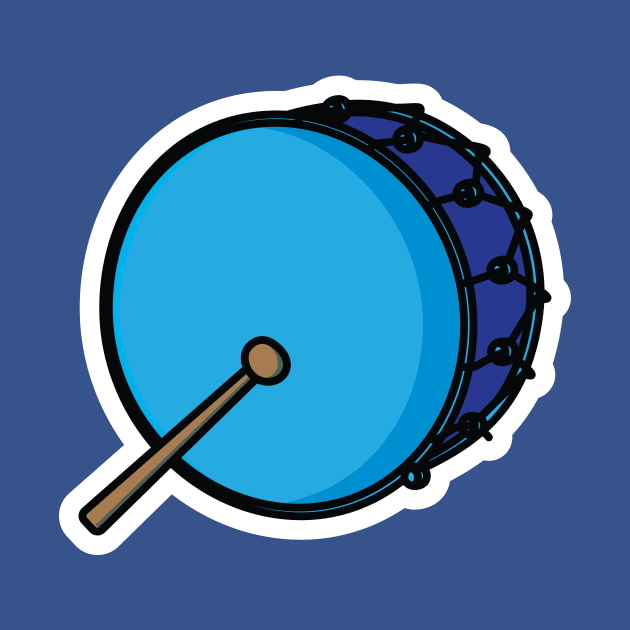 Drum Snare with Sticks Sticker vector illustration. Music instrument object icon concept. Drum musical sticker symbol or snare drum with sticks sticker design logo. by AlviStudio