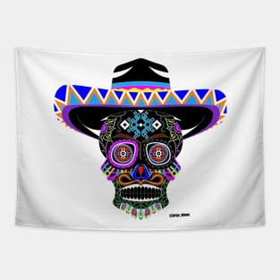 mexican grim reaper in mariachi charro style ecopop Tapestry