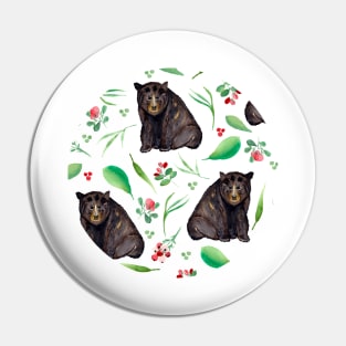 Watercolor Black Bear | Pattern | Animals Pin