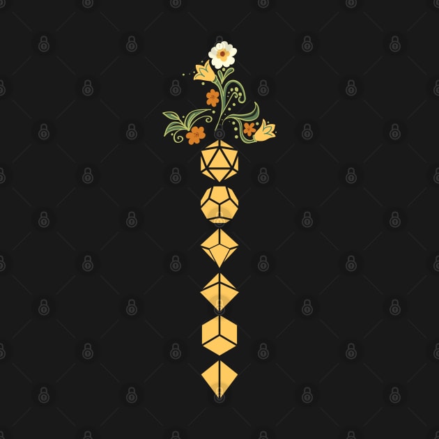 Plants and Flowers Polyhedral Dice Sword Tabletop RPG by pixeptional